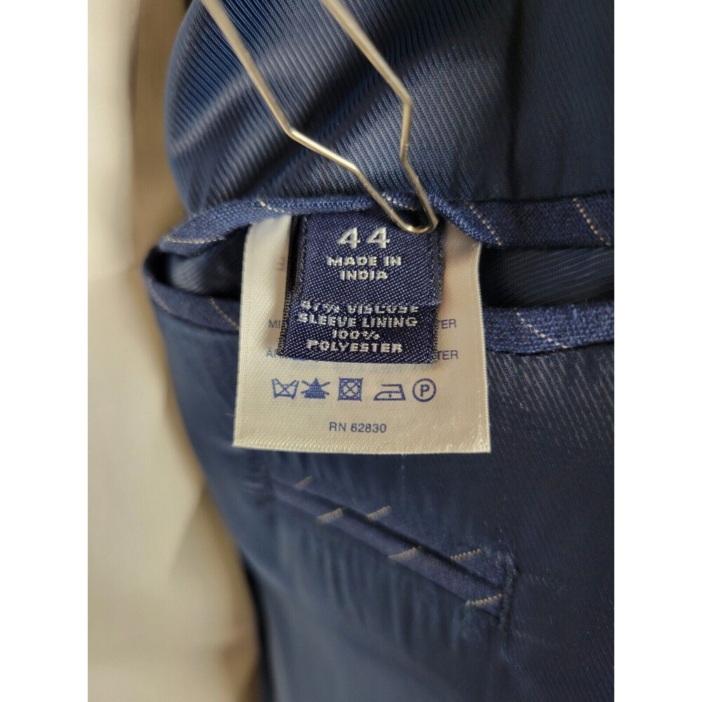 Lands End Mens Blue Linen Pinstripe Sport Coat‎ Jacket 44 - Picture 9 of 11